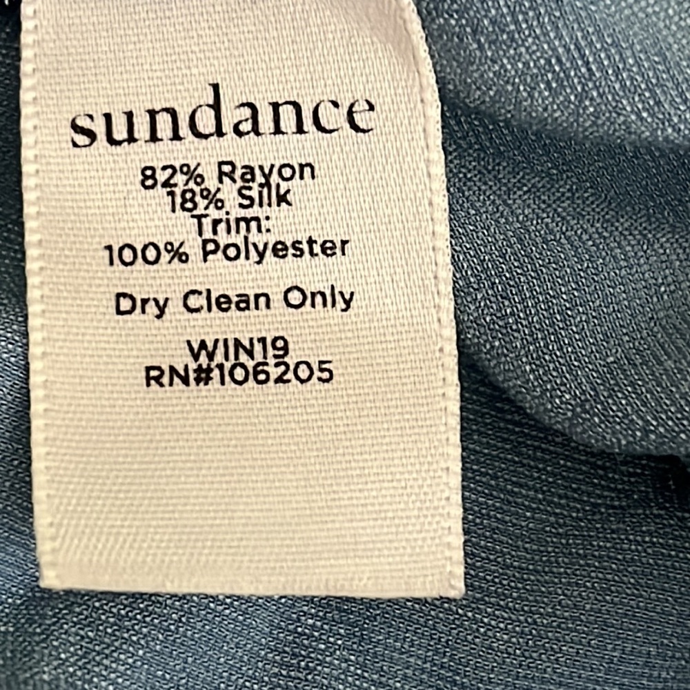 Sundance Silk & Rayon Short Sleeve Velvet Dress in Blue - Size Small - Picture 5 of 5